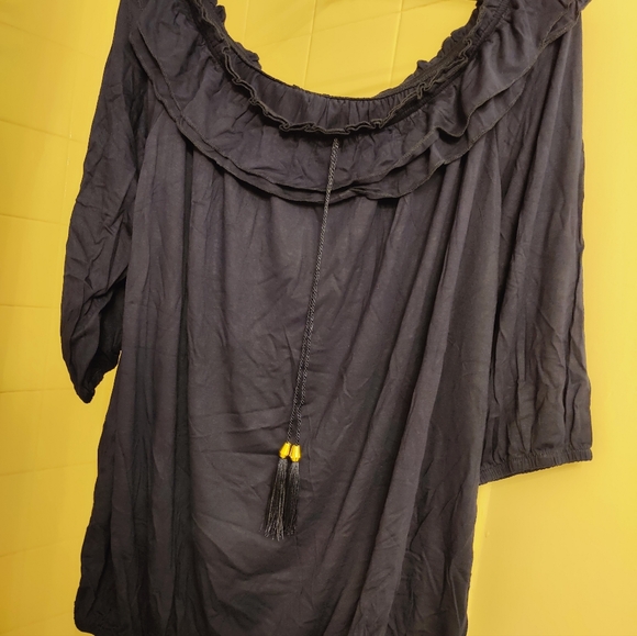 Nwt Iman blue peasant blouse and floral pants set, 2x - Picture 6 of 8